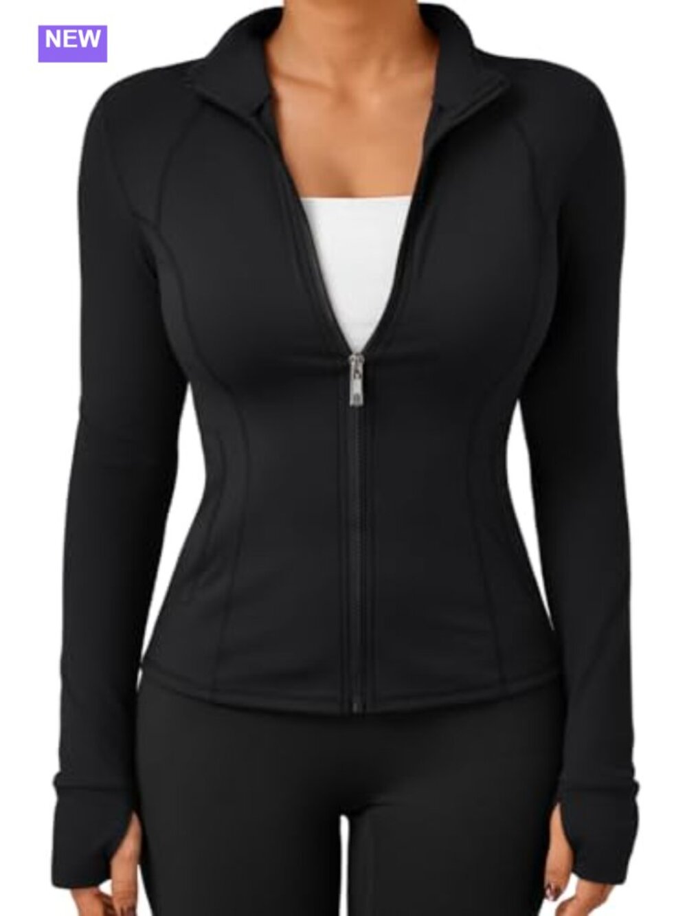 Women's Zip Up Lightweight Jacket Thumbholes Slim Fit Gym Running